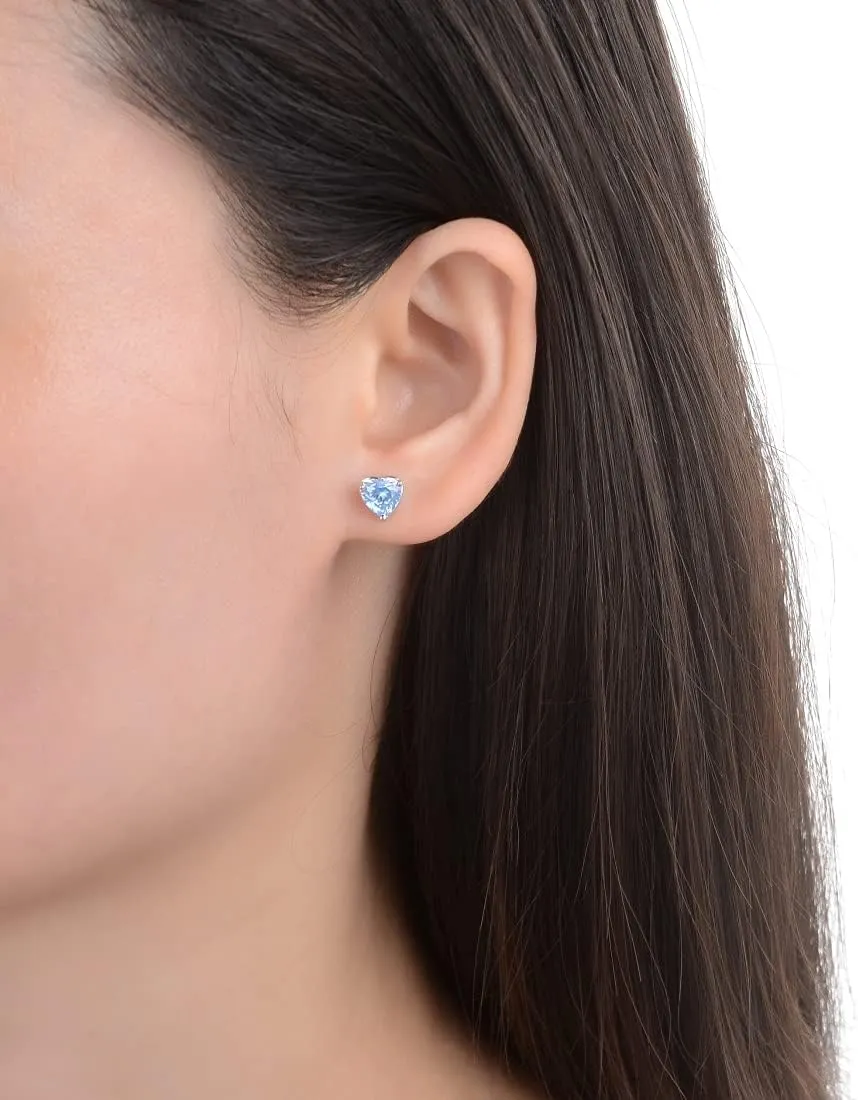 1 Pair Adabele Authentic Sterling Silver Heart Birthstone Stud Earrings 6mm/0.84 Carat Cubic Zirconia Diamond Gemstone Hypoallergenic Nickel Free Tarnish Resistant Women Jewelry