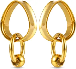 1 pair Ear Gauges with 1 ring 1 ball Hypoallergenic 316 earrings weight Stainless Steel Ear Stretchers Plus Tunnels (0G-1") 8mm-25mm 00G Body Piercing Jewelry