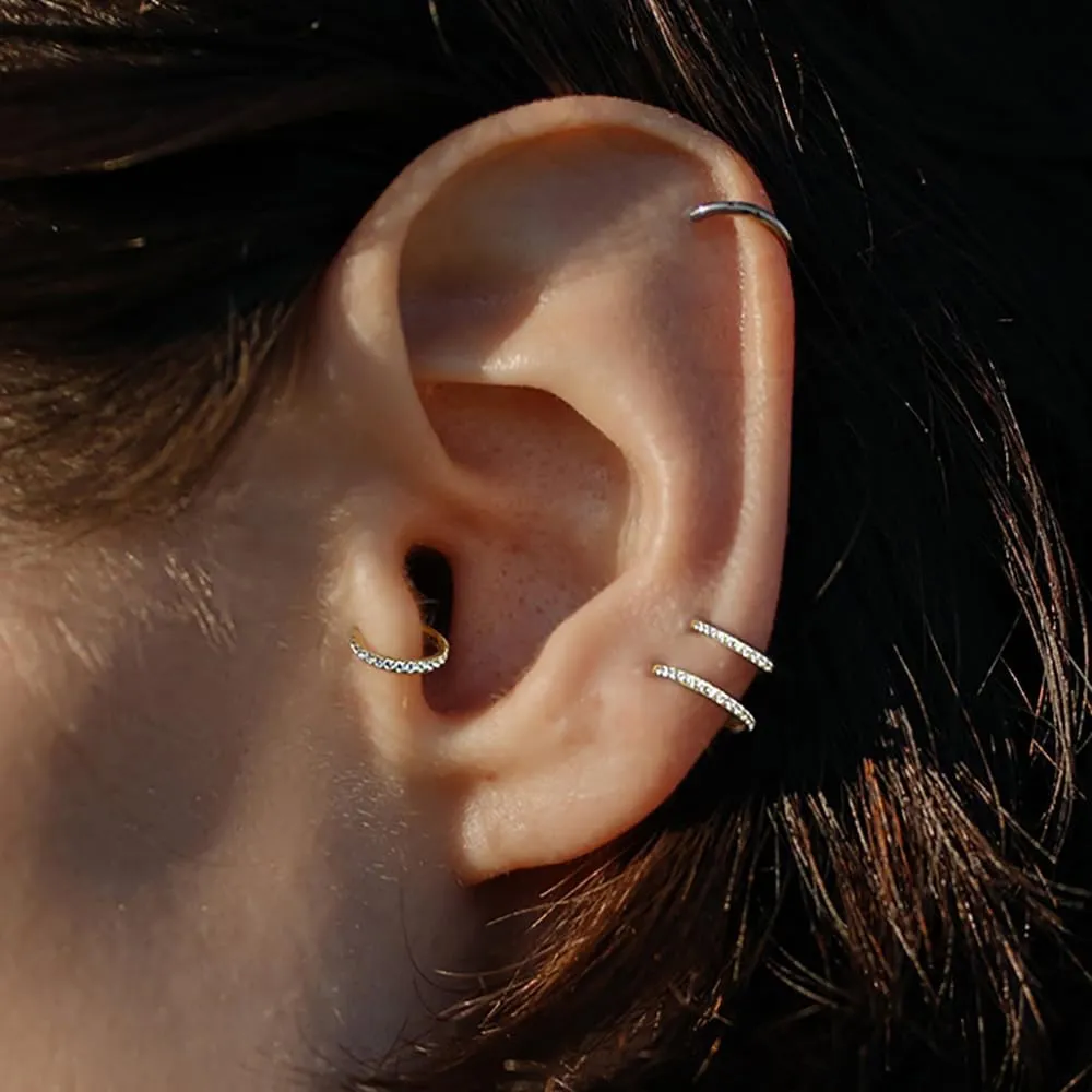 10 PCS Septum Rings Hoop with CZ, 16G/1.2*(6-8-10)mm earrings Surgical Stainless Steel ear gauges weight,Segment Nose Rings, Cartilage Clicker Hoop Earrings for Rook, Daith, Tragus,Gold Silver