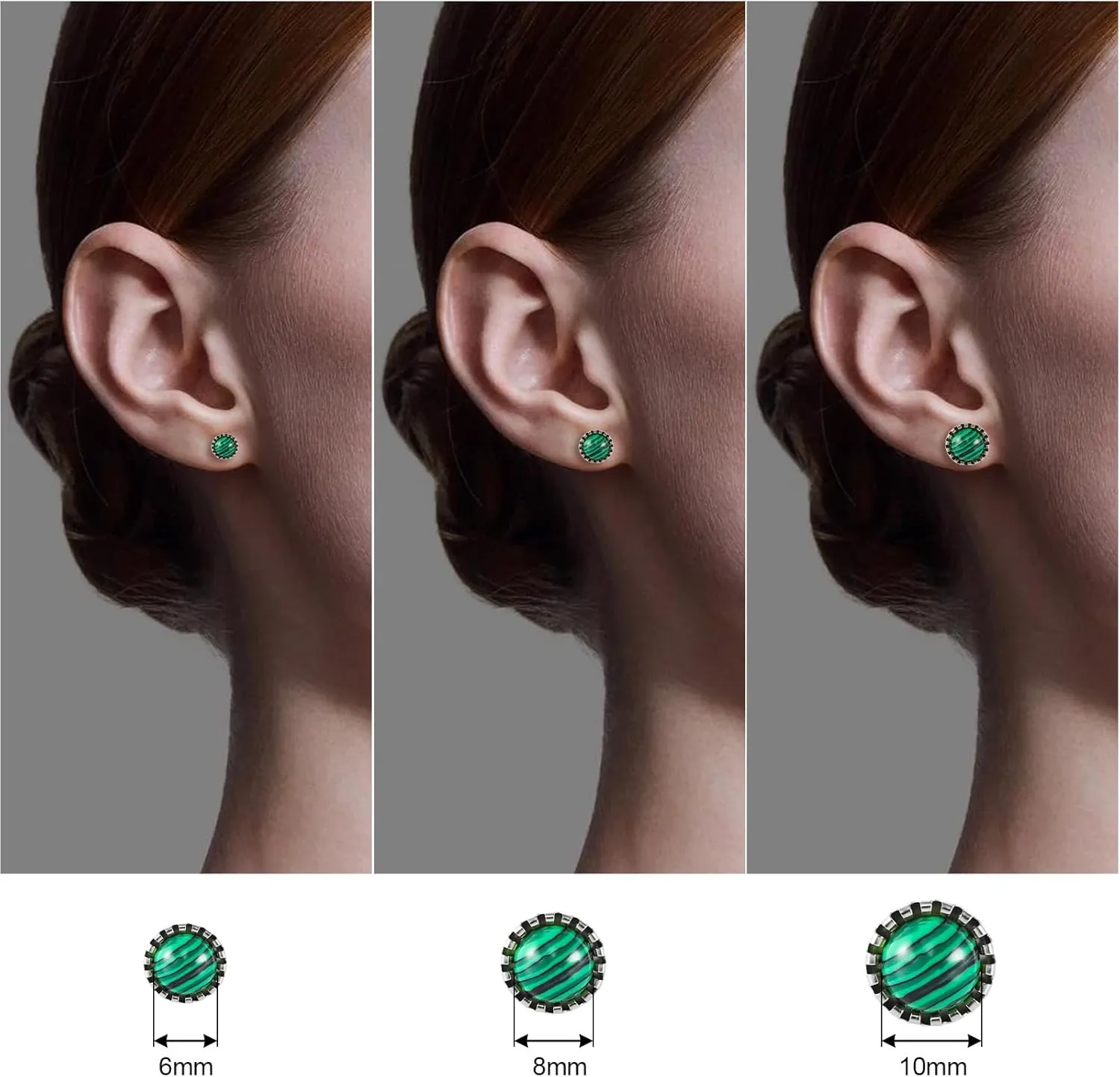 12 Pairs Multi Gemstone Stud Earrings Gold Plated Stainless Steel Turquoise Tiger Eye Onyx Lapis Lazuli Malachite Stone Stud Earrings Set for Women