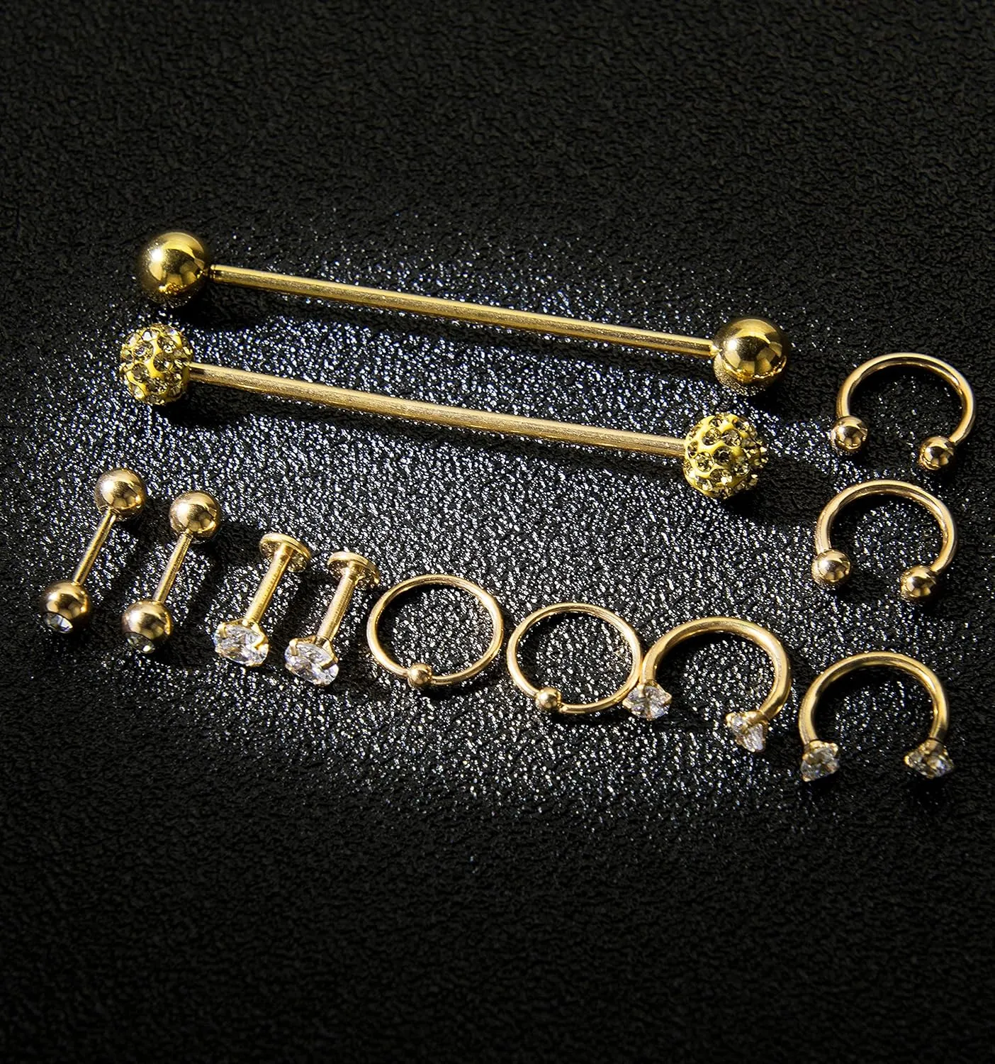 12Pcs Stainless Steel Industrial Barbell Cartilage Piercing Earrings for Women Men Hoop Helix Tragus Labret Piercing
