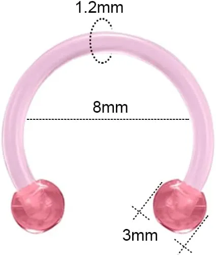 14g 16g Clear Nose Septum Rings Retainer, Plastic Nose Rings for Work Surgery, Horseshoe Smiley Piercing Jewelry, Clear Piercing Retainer for Eyebrow Daith Rook Tragus Helix Piercing Jewelry