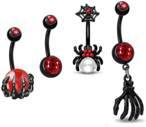 14G 316l Surgical Stainless Steel Black Belly Navel Button Rings with Dangling Sparkly Cubic Zirconia, Screw Bar Design Body Piercing
