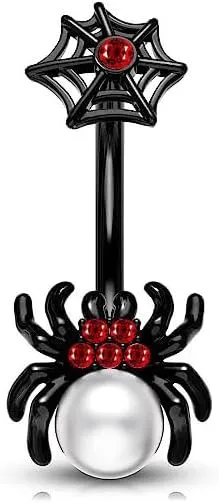 14G 316l Surgical Stainless Steel Black Belly Navel Button Rings with Dangling Sparkly Cubic Zirconia, Screw Bar Design Body Piercing