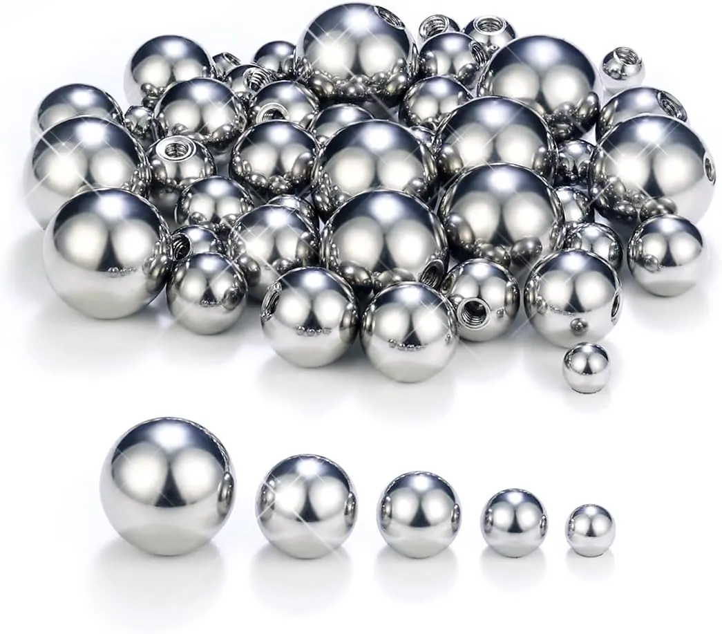 14G 3mm 4mm 5mm 6mm 8mm Externally Threaded 316L Surgical Steel Replacement Balls Barbell Tongue Nipple Belly Button Ring Earring Horseshoe Septum Eyebrow Piercing Balls for Women Men 50pcs