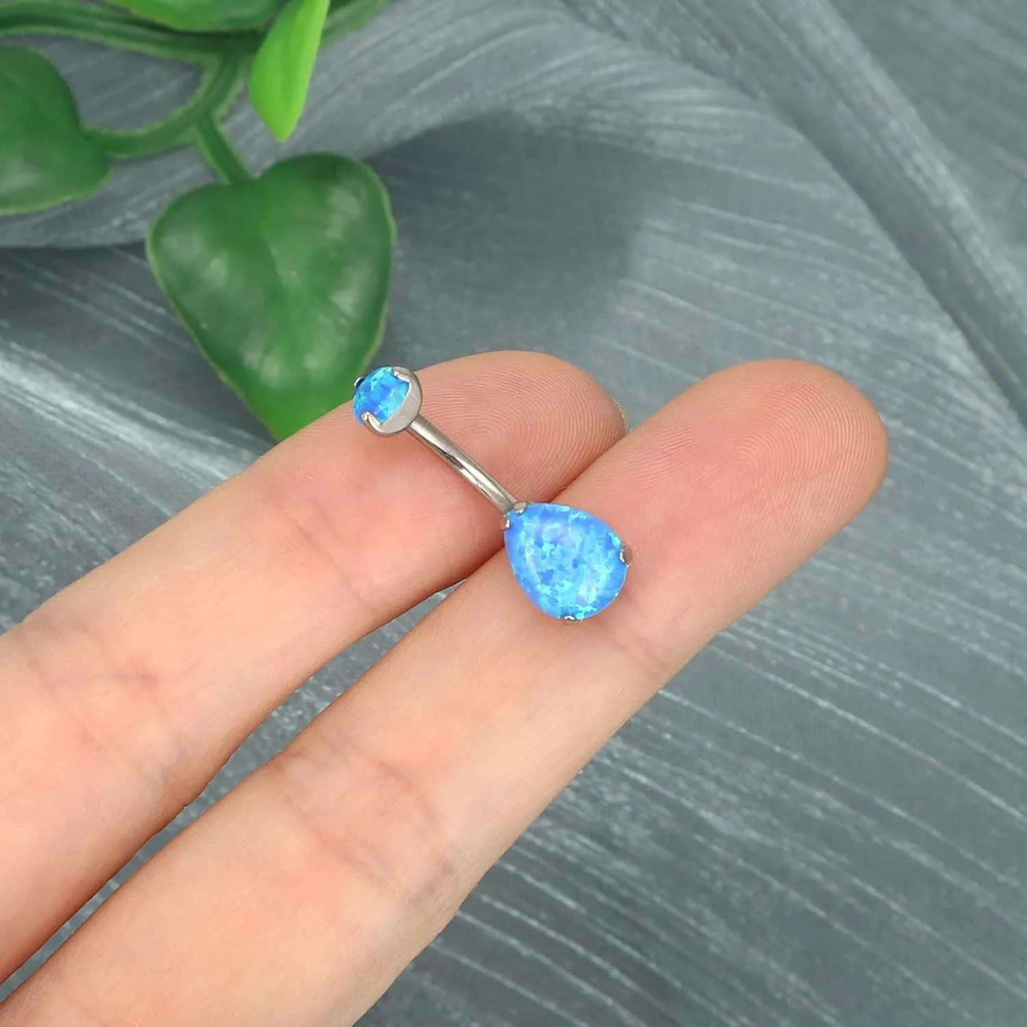 14G Belly Button Rings G23 Titanium Navel Rings Belly Rings Opal Navel Curved Barbell Belly Bars Internally Threaded Opal Belly Rings Piercing Jewelry for Women 10MM
