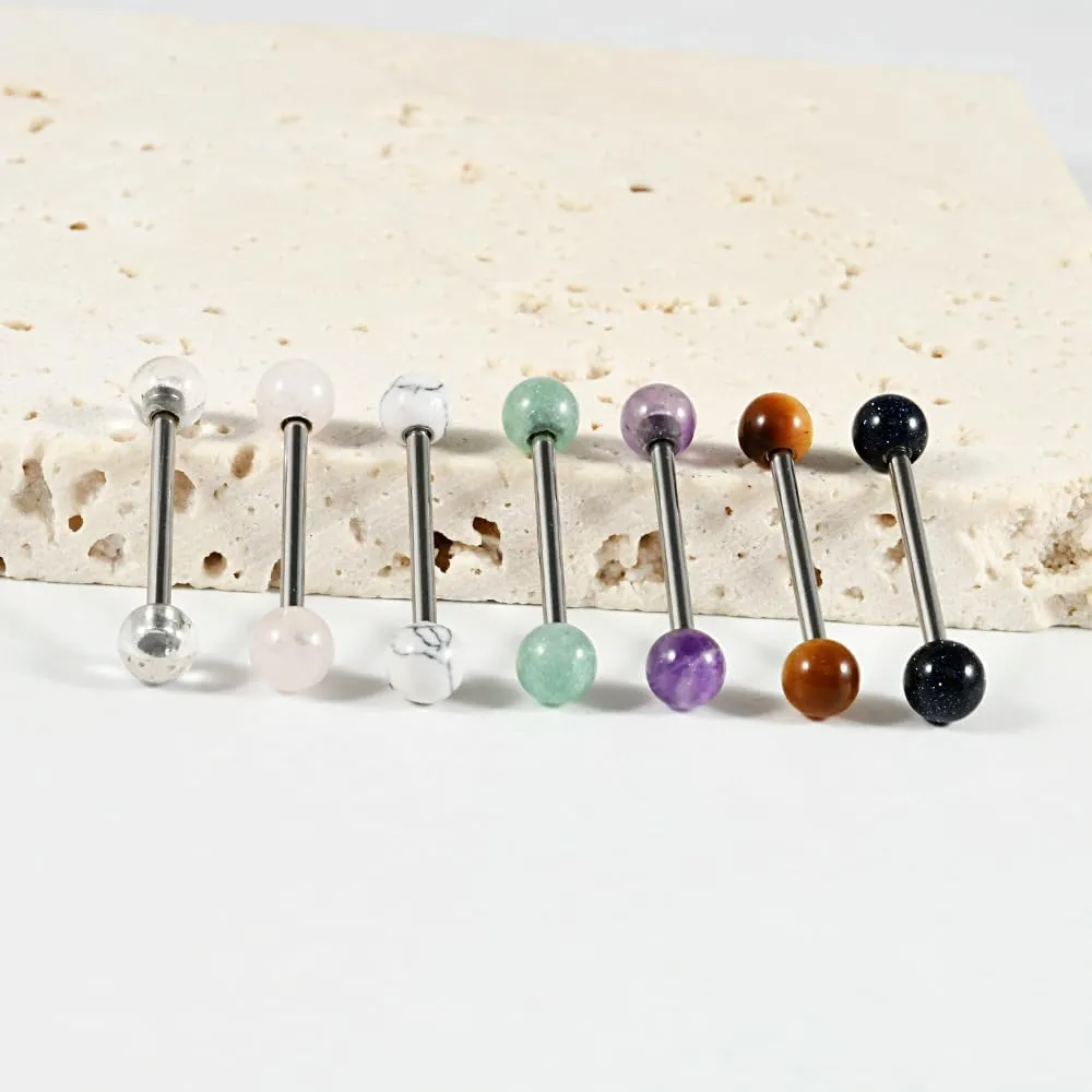14G Turquoise Crystal Ball Nipple Rings for Women Stainless Steel Nipplerings Tongue Rings Studs Nipple Straight Barbell Body Piercing Jewelry Hypoallergenic