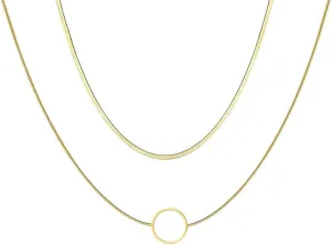 14K Gold Layered Choker Necklace for WomenDainty Gold Chain Necklace Layering Cute Pendant Choker Necklaces for Women.