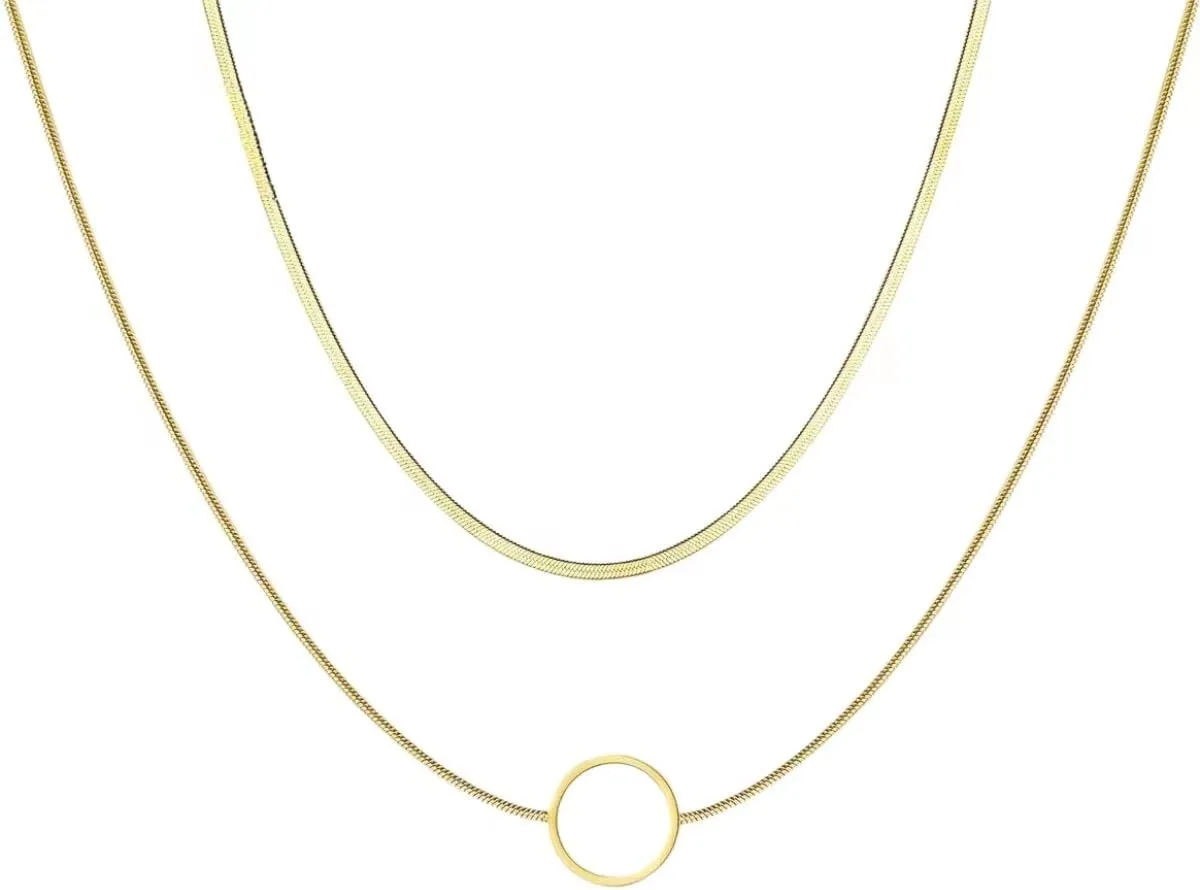 14K Gold Layered Choker Necklace for WomenDainty Gold Chain Necklace Layering Cute Pendant Choker Necklaces for Women.