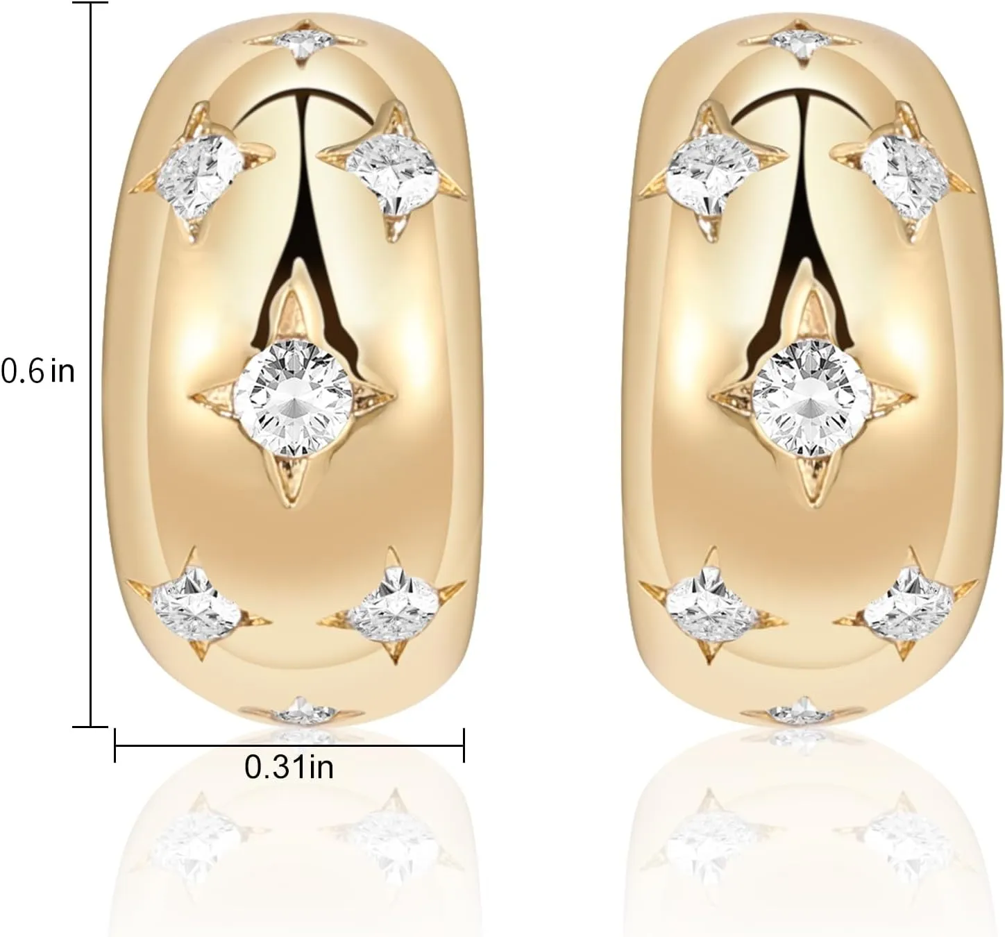 14K Gold Plated 925 Sterling Silver Post Hoop Earrings for Women | Statement Huggie Earrings Trendy Jewelry