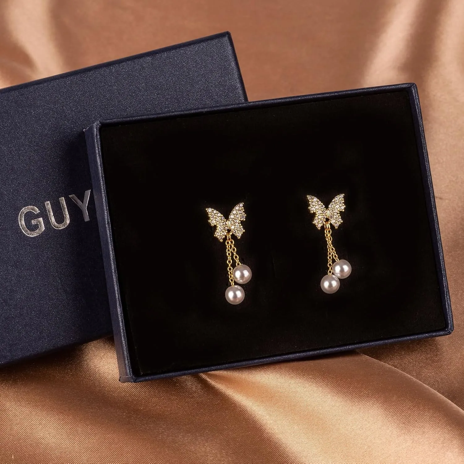 14K Gold Plated 925 Sterling Silver Posts Bow Earrings for Women, Cubic Zirconia Butterfly Stud Earrings, Hypoallergenic Earrings Fashion Jewelry Gifts for Women