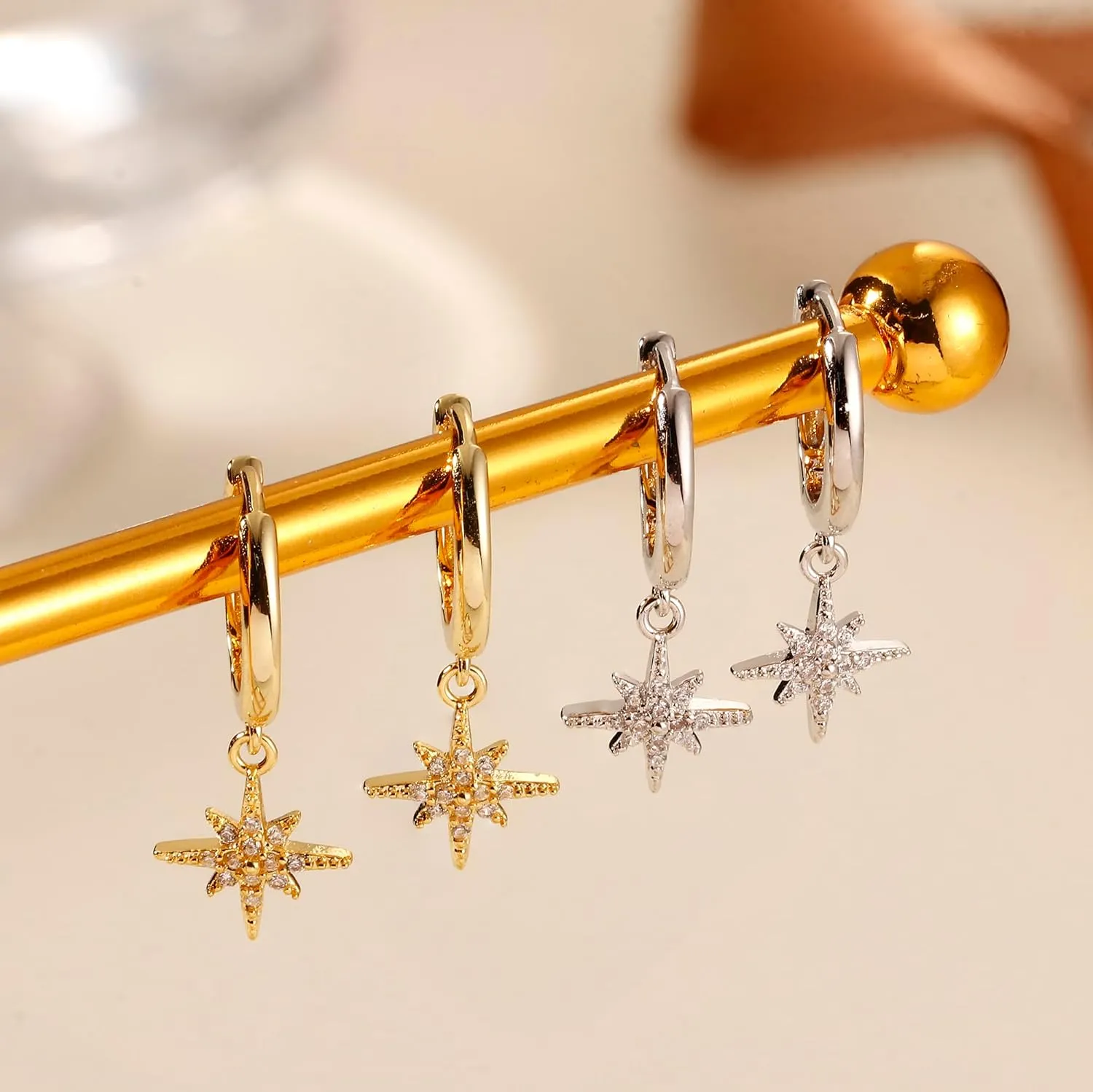 14K Gold Plated Sterling Silver Earrings Set : Small Stud Hoop Earring Stacks for Cartilage Hypoallergenic Earring Sets for Multiple Piercing Dainty Gold Earrings Jewelry for Women 2/3 Pair