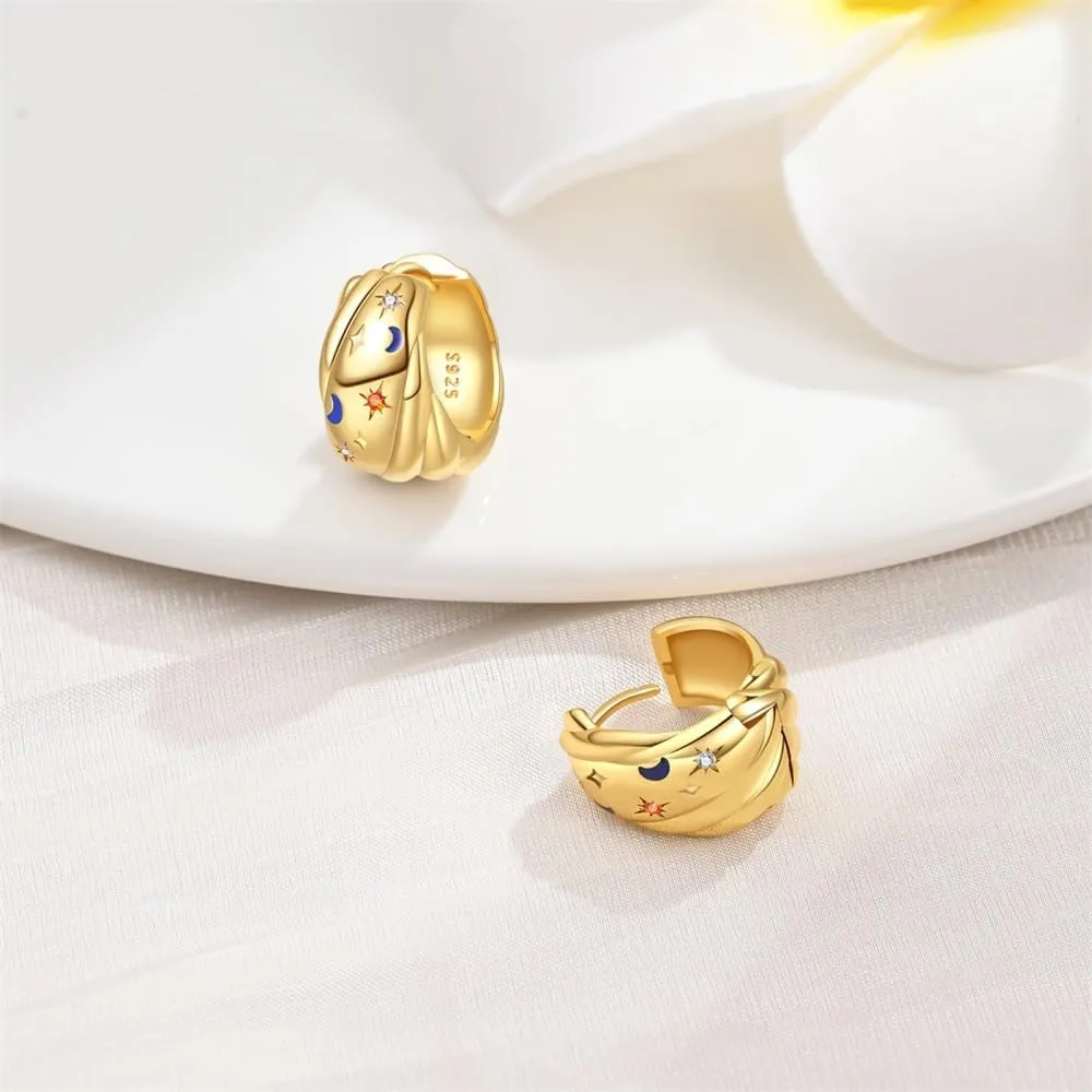 14K Gold Plated Women's Hoop Earrings  Trendy Pearl Dangling Earrings with Minimalist Dangle Design, Lightweight Hypoallergenic S925 Sterling Silver Jewelry for Christmas Gifts, Everyday Earrings