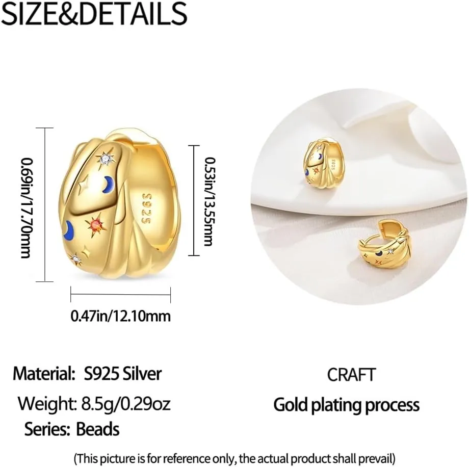 14K Gold Plated Women's Hoop Earrings  Trendy Pearl Dangling Earrings with Minimalist Dangle Design, Lightweight Hypoallergenic S925 Sterling Silver Jewelry for Christmas Gifts, Everyday Earrings