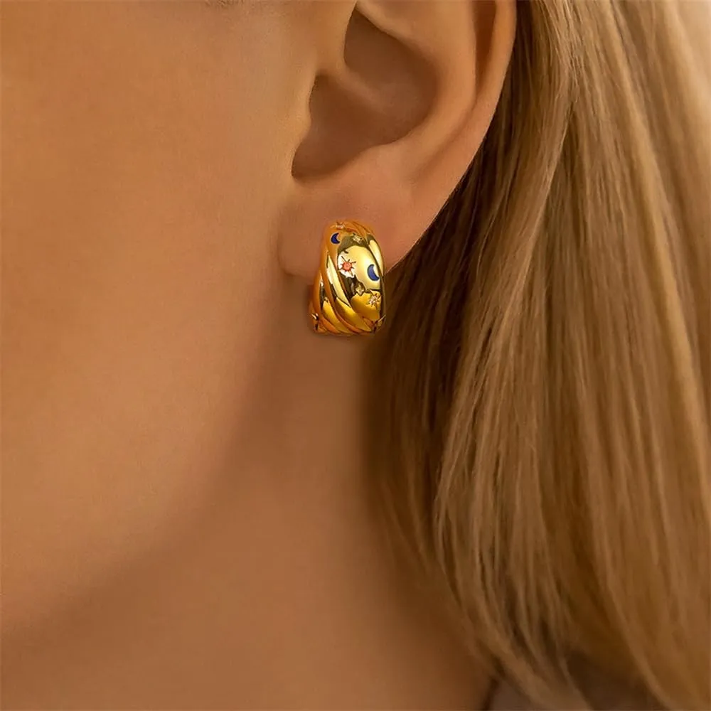 14K Gold Plated Women's Hoop Earrings  Trendy Pearl Dangling Earrings with Minimalist Dangle Design, Lightweight Hypoallergenic S925 Sterling Silver Jewelry for Christmas Gifts, Everyday Earrings