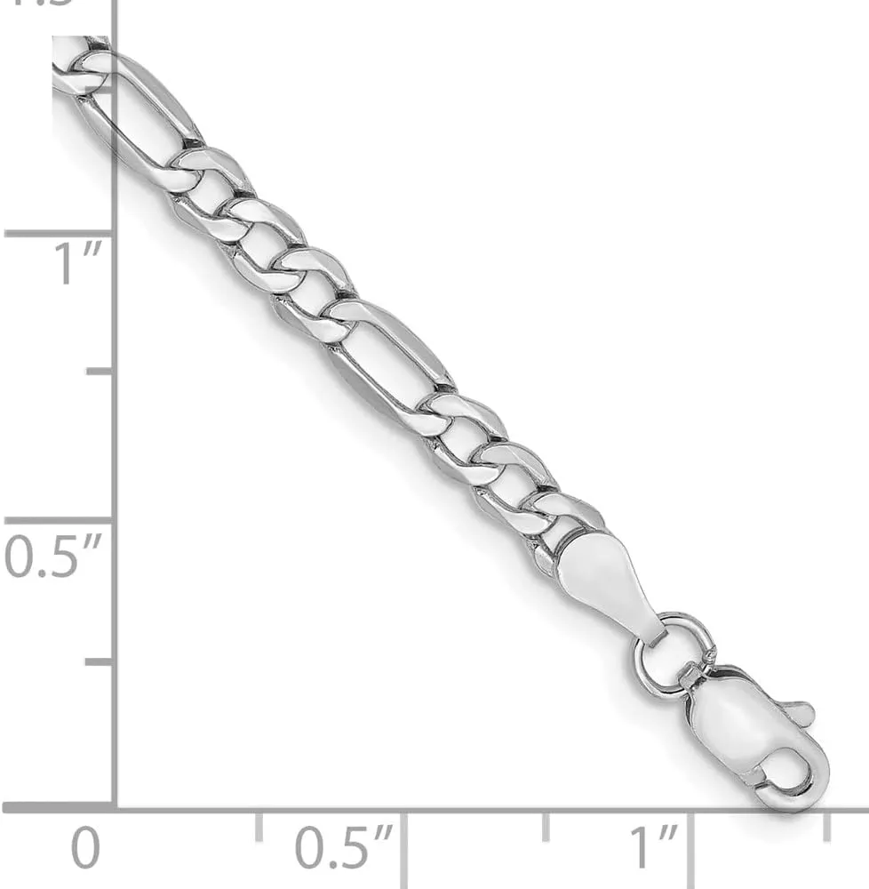 14k White Gold 3.5mm Semi-Solid Figaro Anklet Chain Fine Jewelry For Women Gifts For Her
