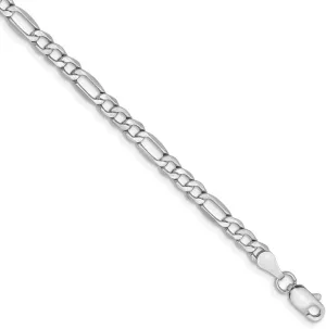 14k White Gold 3.5mm Semi-Solid Figaro Anklet Chain Fine Jewelry For Women Gifts For Her