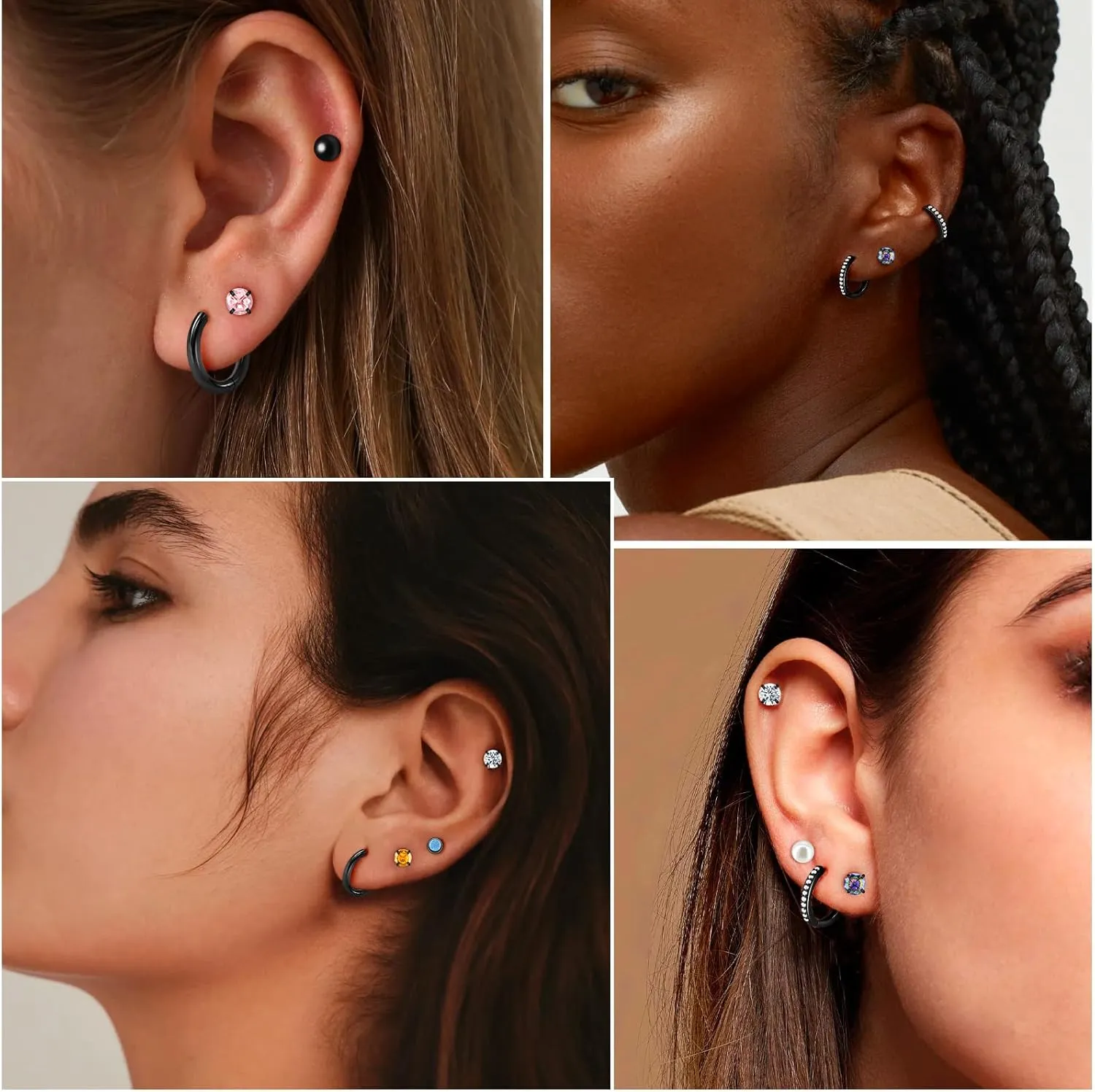 15 Pairs Earrings for Men, Stainless Steel Mens Stud Earrings Set Hypoallergenic Cross Dangle Hoop Earrings Fashion Piercing Jewelry Gift for Men Women