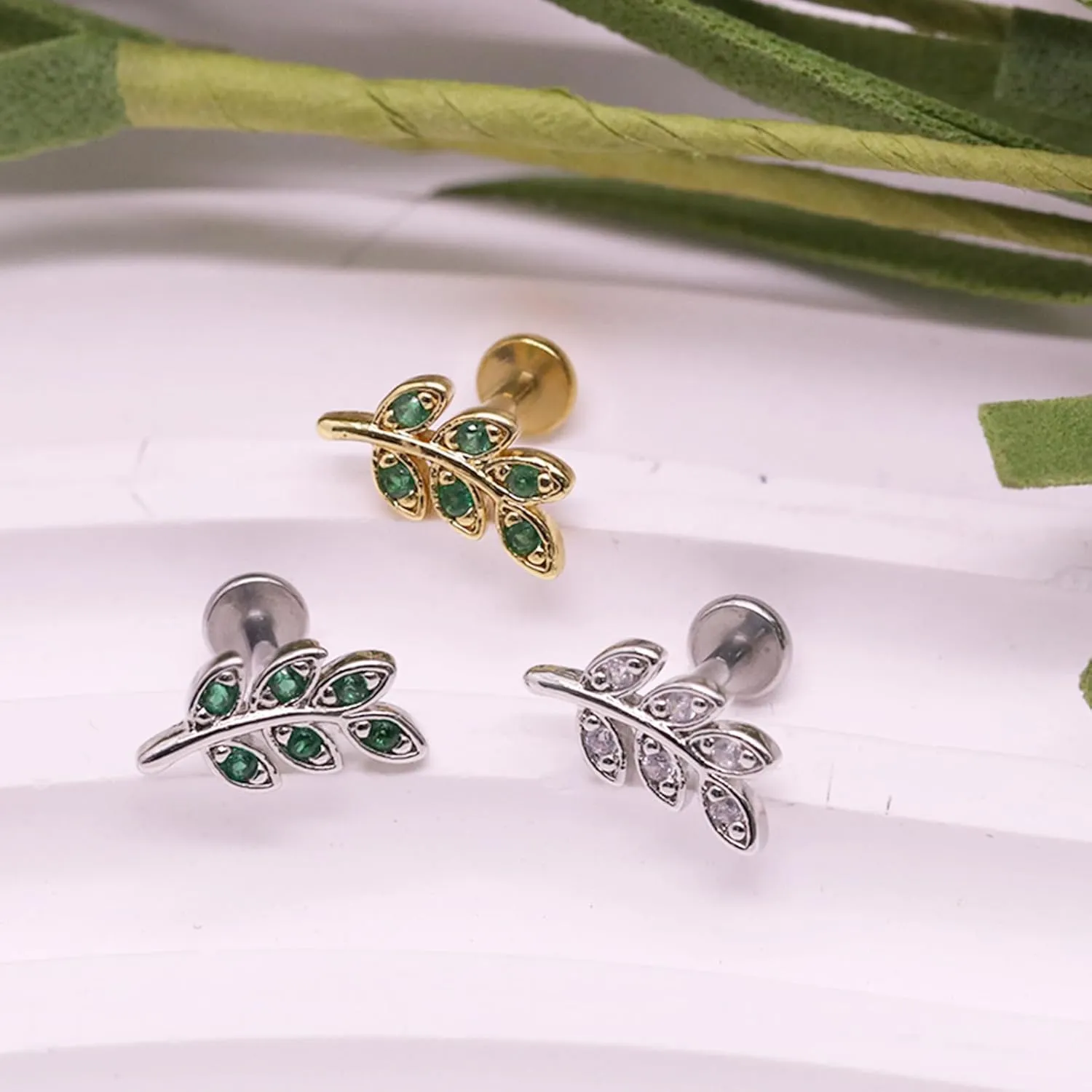 16G 316L Surgical Steel Push in Ear Rings Butterfly Nose Ring Studs for Women Men Leaf Lip Rings Top Pushin Threadless Flat Back Lobe Helix, Tragus, Conch Cartilage Earring Piercing 