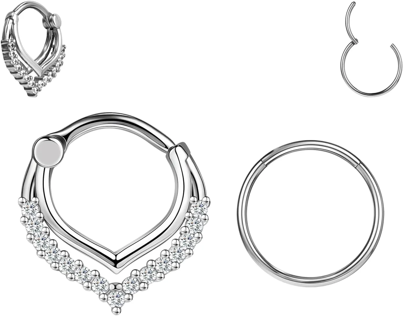16G 8mm/10mm Nose Rings Hoops Surgical Steel Septum Rings Hoops Hinged Segment Nose Cartilage Clicker Hoop Earrings Piercing Rings for Piercing Rings for Women Men Gold Silver