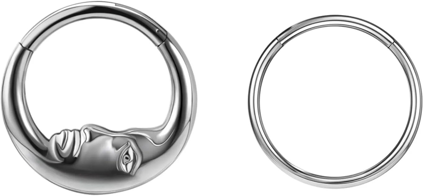 16G 8mm/10mm Nose Rings Hoops Surgical Steel Septum Rings Hoops Hinged Segment Nose Cartilage Clicker Hoop Earrings Piercing Rings for Piercing Rings for Women Men Gold Silver