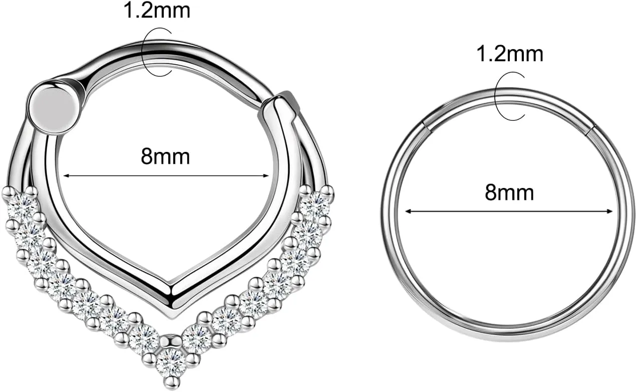 16G 8mm/10mm Nose Rings Hoops Surgical Steel Septum Rings Hoops Hinged Segment Nose Cartilage Clicker Hoop Earrings Piercing Rings for Piercing Rings for Women Men Gold Silver