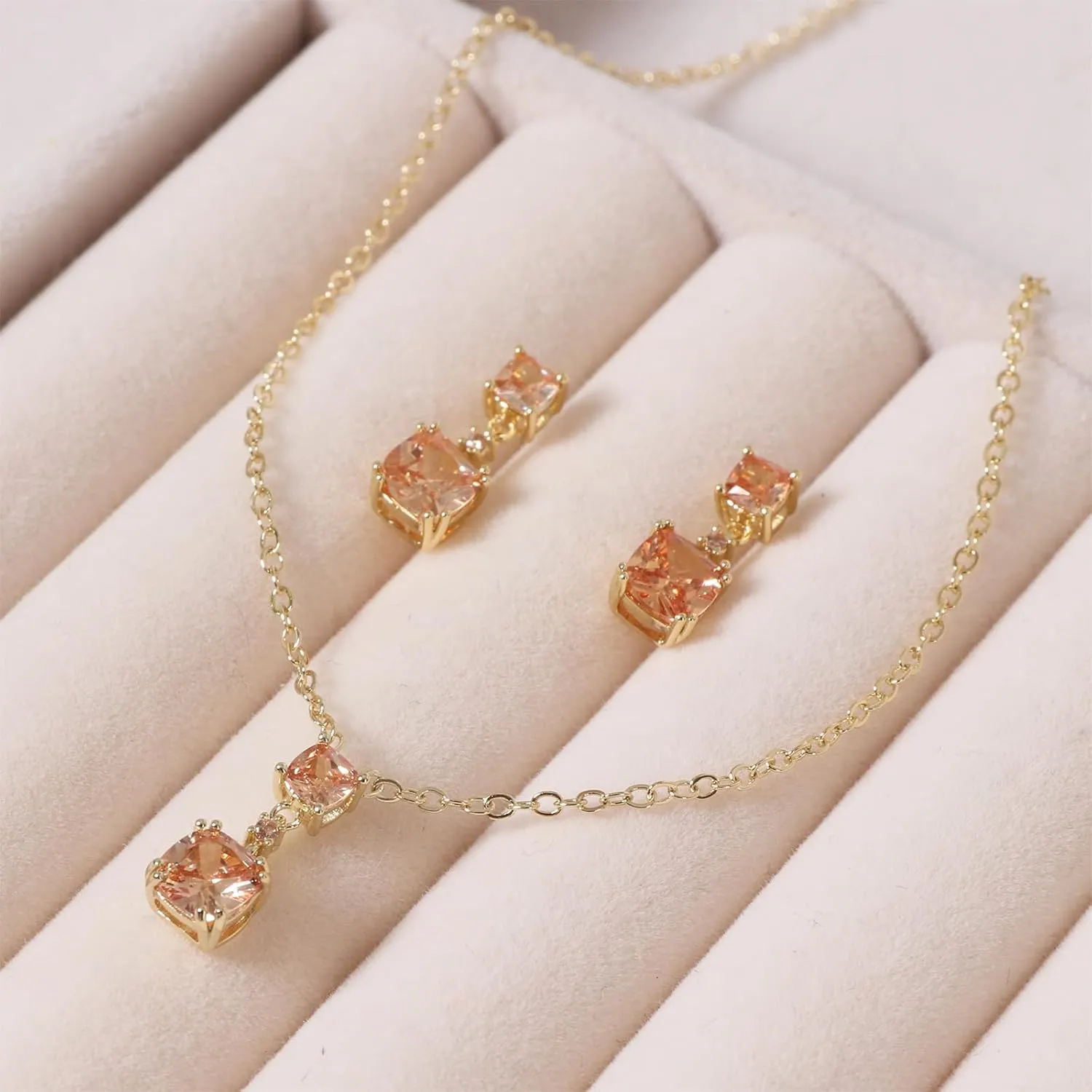 18k/14k Gold Plated Jewelry Set for Women 4/2 Pcs Emerald-cut/Heart/Cushion-cut Cubic Zirconia Necklace Earring Bracelet Anklet Set Birthstone Jewelry Wife Mother Wedding Prom Birthday Gift