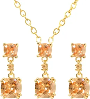 18k/14k Gold Plated Jewelry Set for Women 4/2 Pcs Emerald-cut/Heart/Cushion-cut Cubic Zirconia Necklace Earring Bracelet Anklet Set Birthstone Jewelry Wife Mother Wedding Prom Birthday Gift
