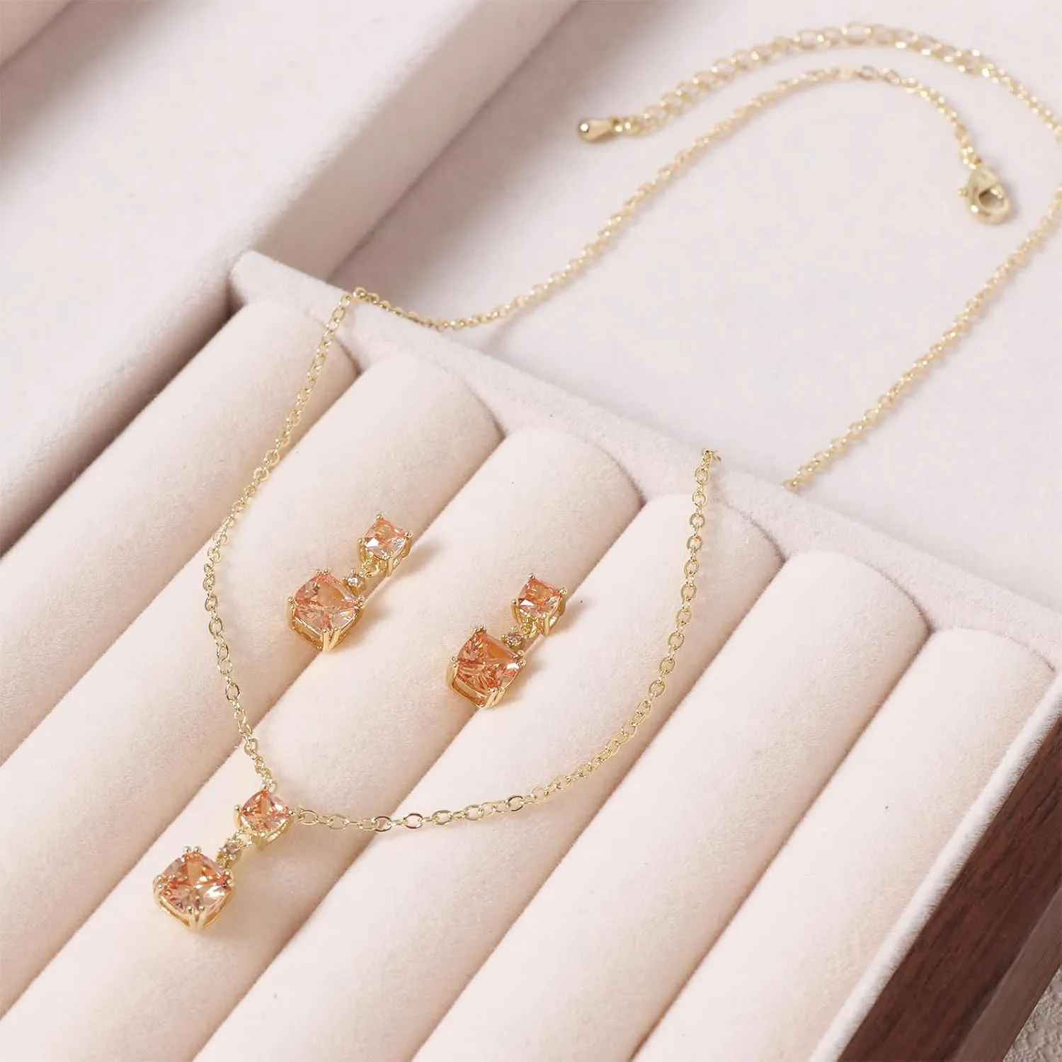 18k/14k Gold Plated Jewelry Set for Women 4/2 Pcs Emerald-cut/Heart/Cushion-cut Cubic Zirconia Necklace Earring Bracelet Anklet Set Birthstone Jewelry Wife Mother Wedding Prom Birthday Gift