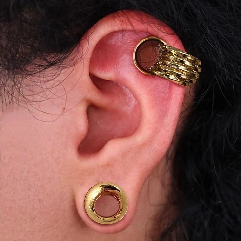 2 PCS Ear Gauges with 10 twisty rings ear weight Hypoallergenic 316 Stainless Steel Ear Stretchers Plus Tunnels (0G-1") 8mm-25mm 00G Body Piercing Jewelry