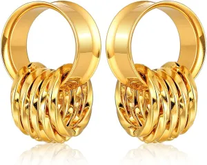2 PCS Ear Gauges with 10 twisty rings ear weight Hypoallergenic 316 Stainless Steel Ear Stretchers Plus Tunnels (0G-1") 8mm-25mm 00G Body Piercing Jewelry