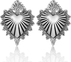 2 PCS Sacred Heart Ear Weights for Stretched Ears, Hypoallergenic 316 Stainless Steel Hangers Plugs Tunnels Gauges 5/8" (16mm) Body Jewelry for Women Men