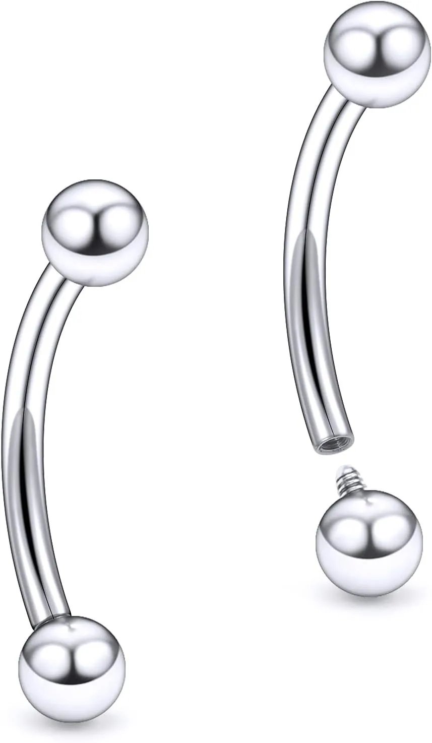 20G 18G 16G 14G 12G 8G 6G 4G 2G Astm F136 Titanium Internal Thread Eyebrow Piercing Jewelry Curved Barbell Vertical Labret Lip Daith Rook Earrings Navel Belly Button Ring Piercing Jewelry