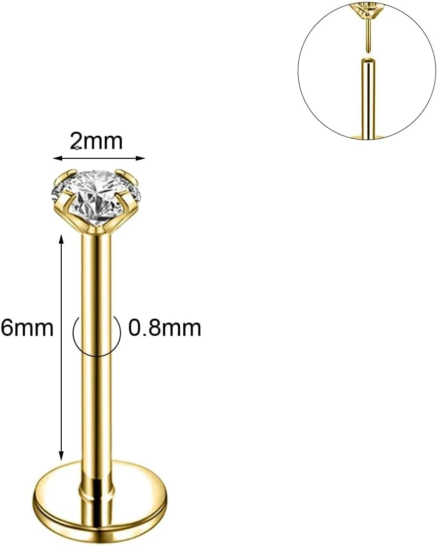 20G 18G 16G 6mm Threadless Push in Nose Stud Rings for Women Men Stainless Steel Nose Studs Nostril Piercing Jewelry CZ Nose Rings Studs1.5MM 2MM 2.5MM 3MM 8Pcs Black Silver 14K Gold Filled