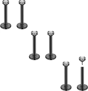 20G 18G 16G 6mm Threadless Push in Nose Stud Rings for Women Men Stainless Steel Nose Studs Nostril Piercing Jewelry CZ Nose Rings Studs1.5MM 2MM 2.5MM 3MM 8Pcs Black Silver 14K Gold Filled