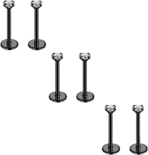 20G 18G 16G 6mm Threadless Push in Nose Stud Rings for Women Men Stainless Steel Nose Studs Nostril Piercing Jewelry CZ Nose Rings Studs1.5MM 2MM 2.5MM 3MM 8Pcs Black Silver 14K Gold Filled