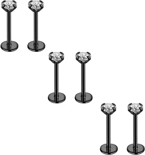 20G 18G 16G 6mm Threadless Push in Nose Stud Rings for Women Men Stainless Steel Nose Studs Nostril Piercing Jewelry CZ Nose Rings Studs1.5MM 2MM 2.5MM 3MM 8Pcs Black Silver 14K Gold Filled