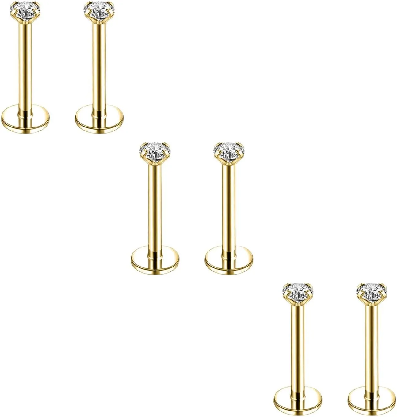 20G 18G 16G 6mm Threadless Push in Nose Stud Rings for Women Men Stainless Steel Nose Studs Nostril Piercing Jewelry CZ Nose Rings Studs1.5MM 2MM 2.5MM 3MM 8Pcs Black Silver 14K Gold Filled