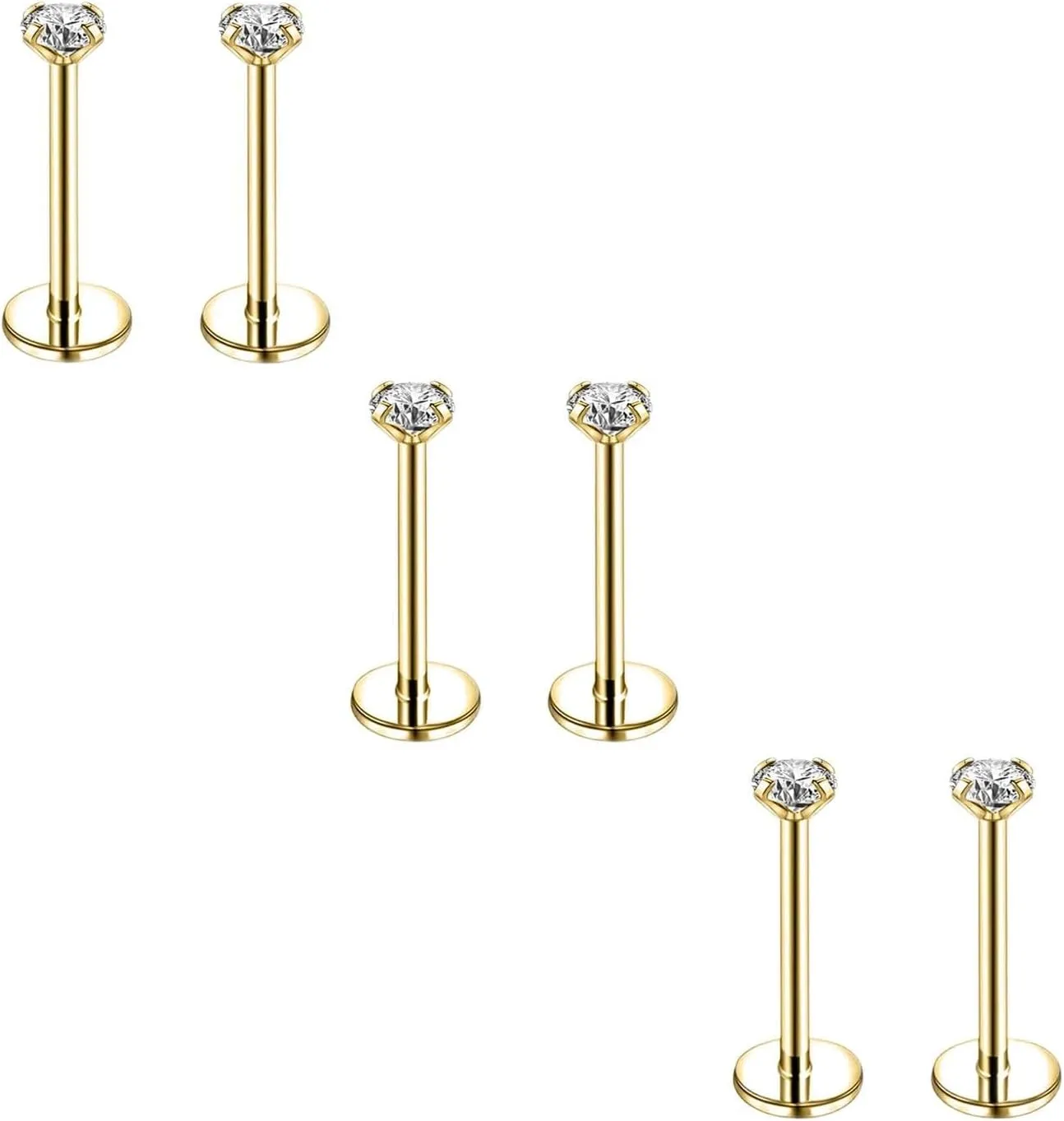 20G 18G 16G 6mm Threadless Push in Nose Stud Rings for Women Men Stainless Steel Nose Studs Nostril Piercing Jewelry CZ Nose Rings Studs1.5MM 2MM 2.5MM 3MM 8Pcs Black Silver 14K Gold Filled