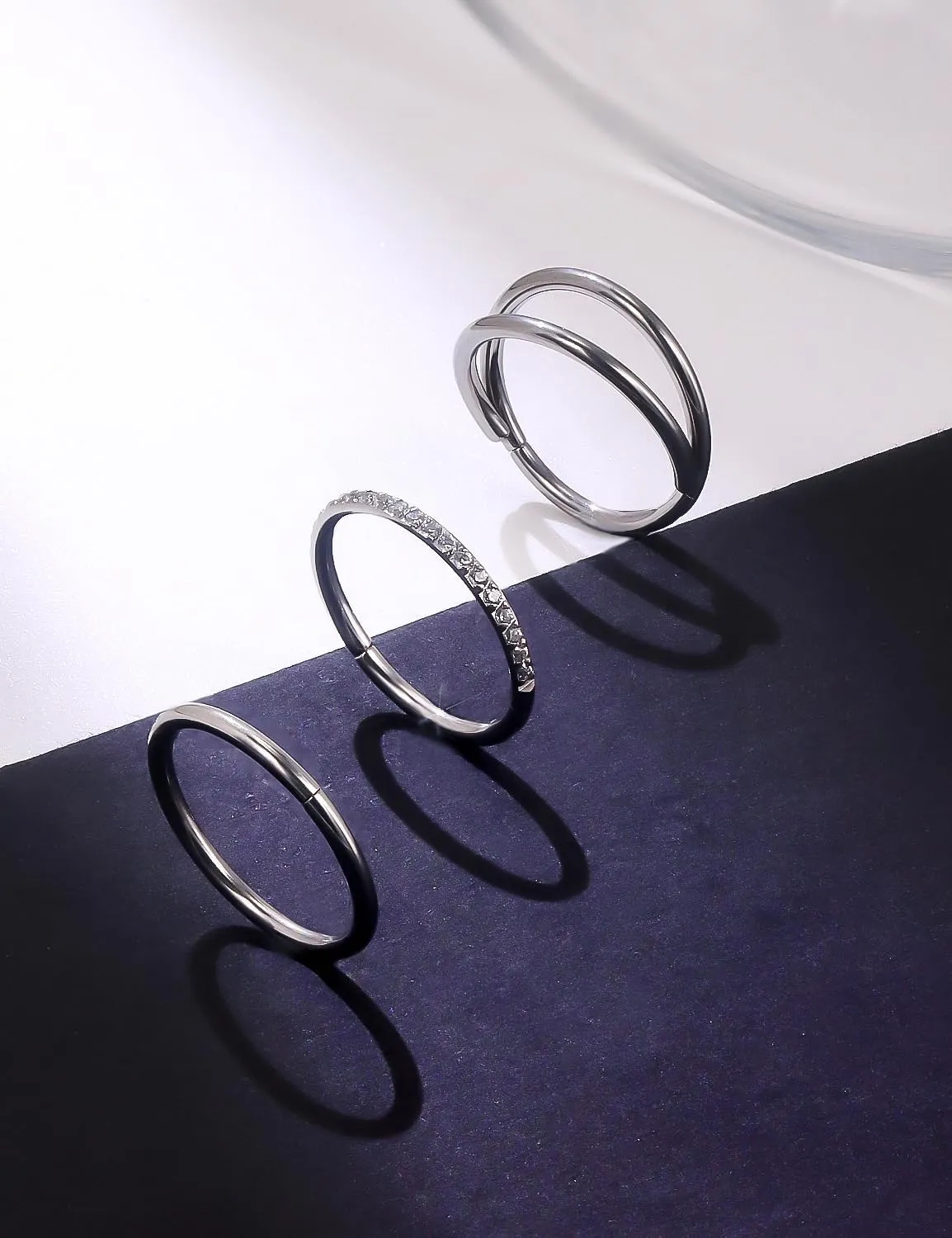 20G 18G 16G Titanium Nose Rings Hoops G23 Hinged Septum Nose Rings Clicker Helix Daith Rook Cartilage Tragus Earrings Segment Ring Lip Ring Piercing Jewelry for Women Men 8mm 10mm