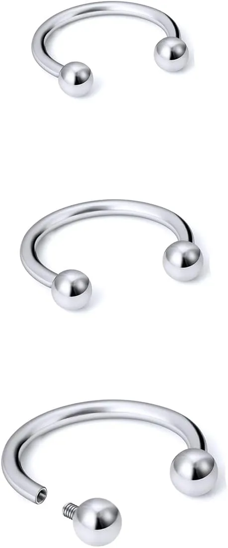 20g/18g/16g G23 Titanium Internally Threaded Nose Septum Horseshoe Hoop Earring Eyebrow Tragus Helix Daith Lip Rings Piercing Jewelry