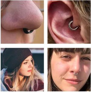 2Pcs 16G Nose Ring 316L Surgical Stessl Nose Piercing for Women Septum Rings Hoops,Hinged Segment Cartilage Clicker Hoop Earrings Lip Rings Piercing Jewelry for Women