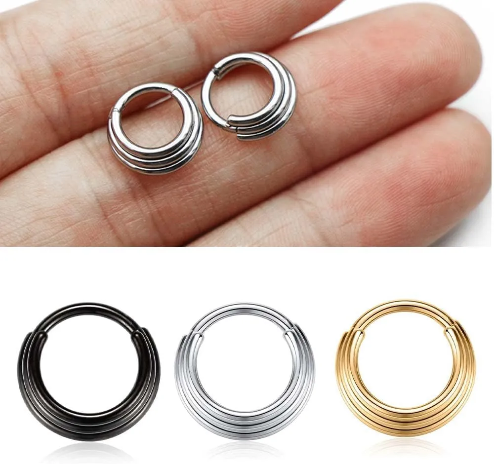 2Pcs 16G Nose Ring 316L Surgical Stessl Nose Piercing for Women Septum Rings Hoops,Hinged Segment Cartilage Clicker Hoop Earrings Lip Rings Piercing Jewelry for Women