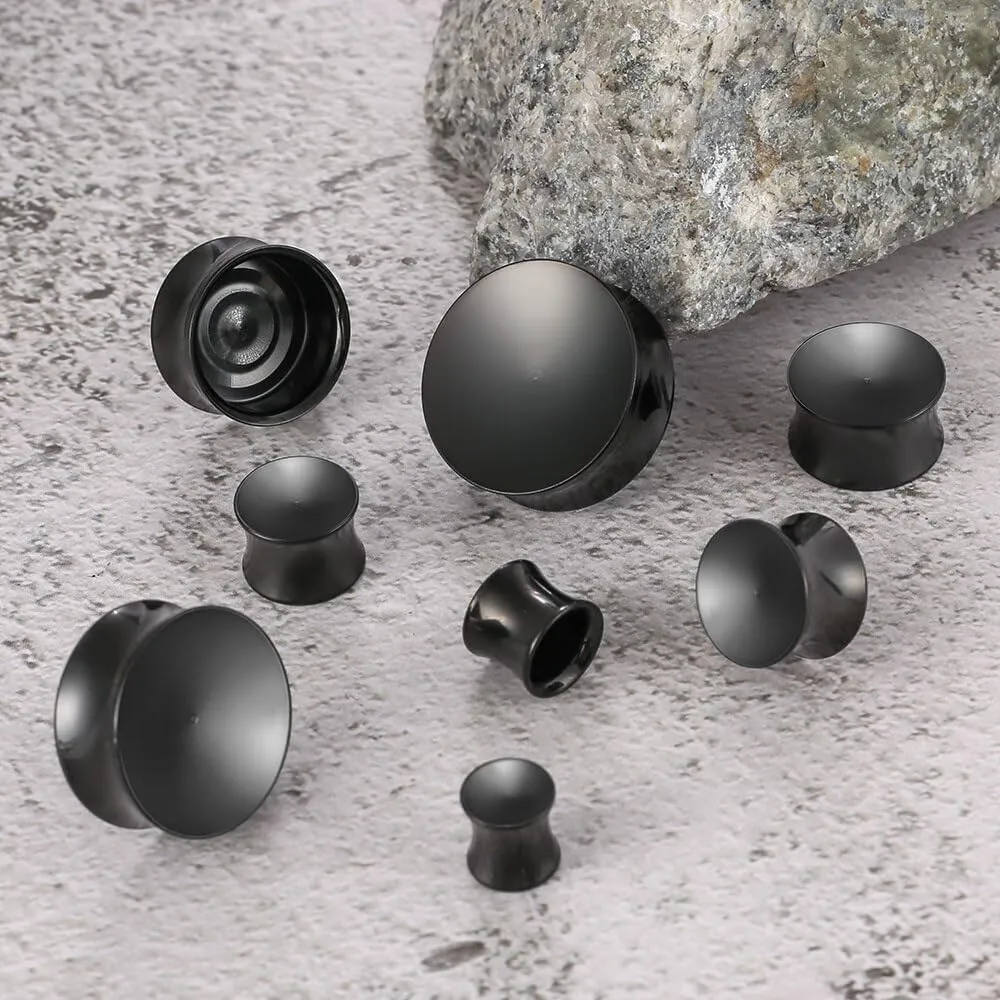 2PCS 8mm-25mm (0G-1") Concave Ear Gauges Ear Plugs Gauges Tunnels for Stretched Ears Hypoallergenic 316 Stainless Steel Ear Body Piercing Jewelry for Women Men