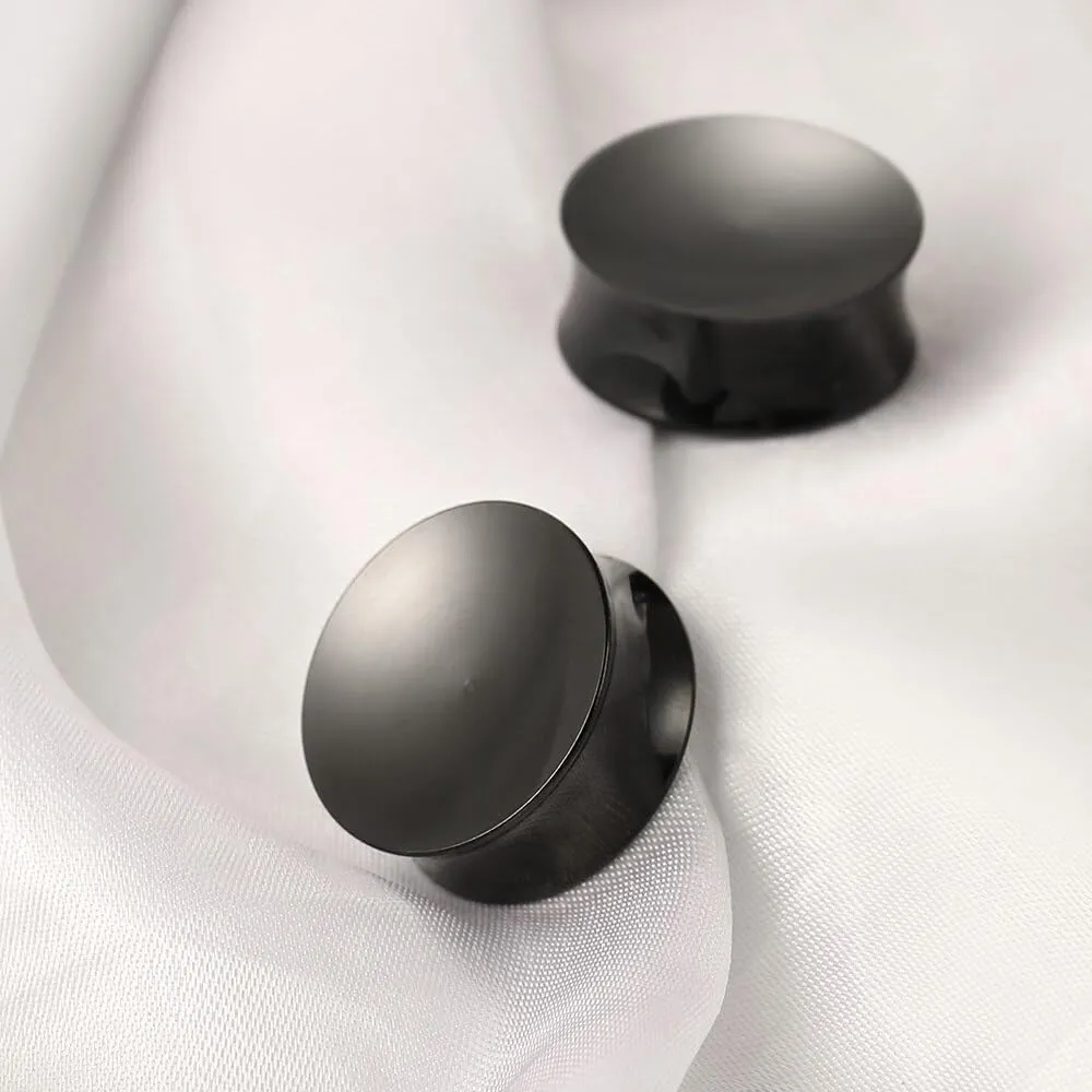 2PCS 8mm-25mm (0G-1") Concave Ear Gauges Ear Plugs Gauges Tunnels for Stretched Ears Hypoallergenic 316 Stainless Steel Ear Body Piercing Jewelry for Women Men