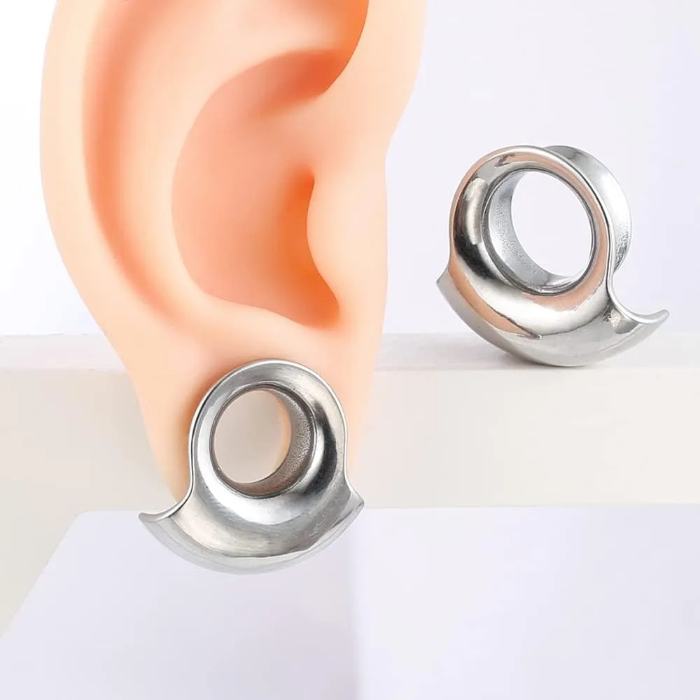 2PCS Ear Plugs Gauges for Stretched Ears Hypoallergenic 316 Stainless Steel Ear cuff Tunels 8mm-25mm (0G-1") Body Piercing Jewelry for Women Men