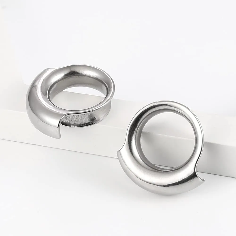 2PCS Ear Plugs Gauges for Stretched Ears Hypoallergenic 316 Stainless Steel Ear cuff Tunels 8mm-25mm (0G-1") Body Piercing Jewelry for Women Men