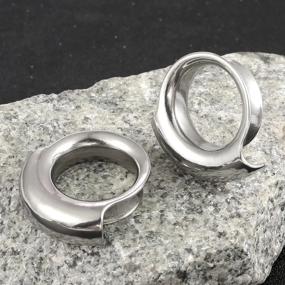 2PCS Ear Plugs Gauges for Stretched Ears Hypoallergenic 316 Stainless Steel Ear cuff Tunels 8mm-25mm (0G-1") Body Piercing Jewelry for Women Men