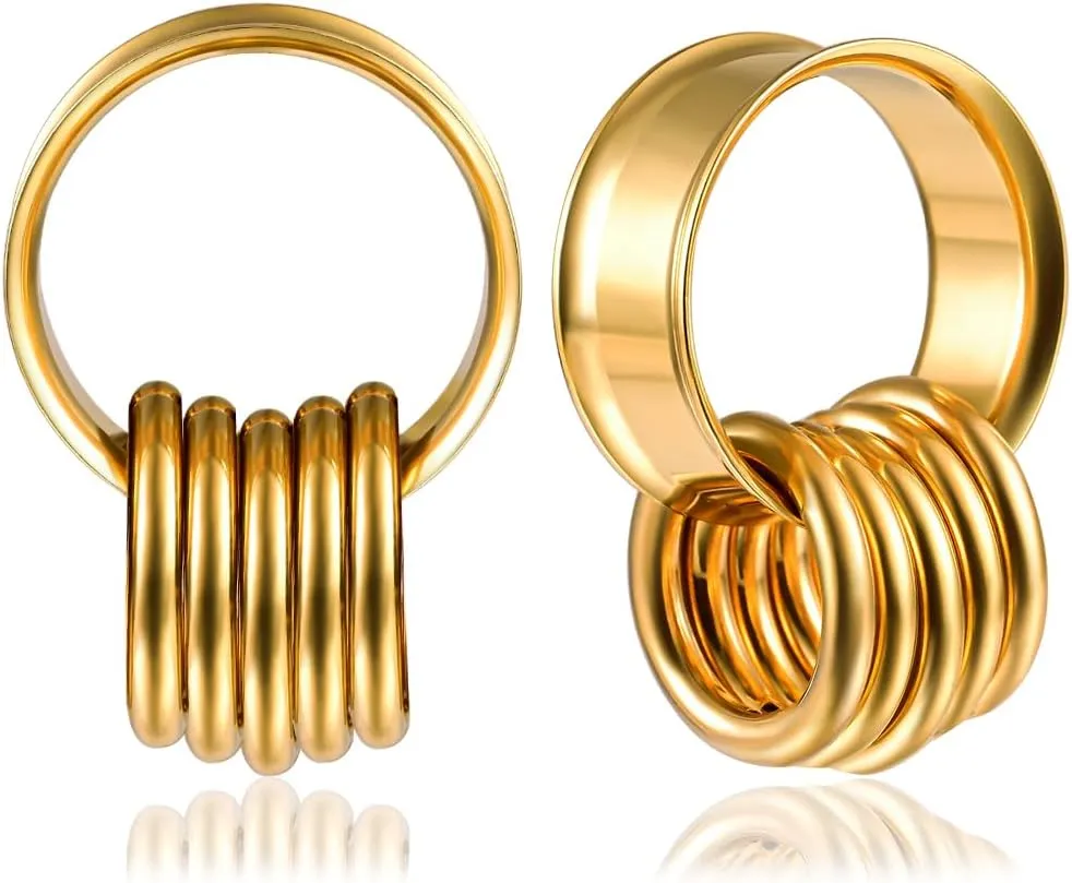 2PCS Ear Tunnels Plugs Gauges with 10PCS Nose Rings 316 Stainless Steel Hypoallergenic Earrings Expanders for Stretched Piercing Body Jewelry