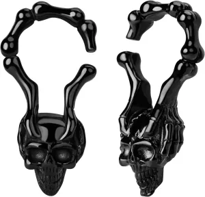2PCS Skull Ear Weights for Stretched Ear Lobe 316 Stainless Steel Ear Tunnels Plugs Dangle Gauges for Women and Men Hypoallergenic Ear Expander Piercing Body Jewelry